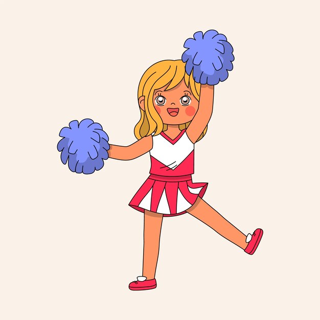 Ilustración de dibujos animados de porristas dibujada a mano