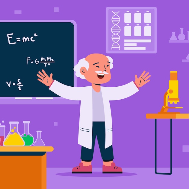 Ilustración de dibujos animados de profesor dibujado a mano