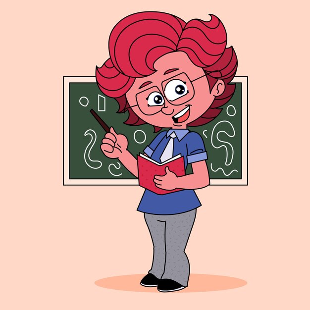 Ilustración de dibujos animados de profesor dibujado a mano