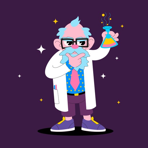 Ilustración de dibujos animados de profesor dibujado a mano