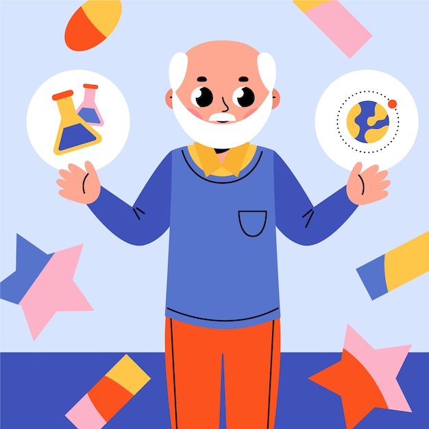 Ilustración de dibujos animados de profesor dibujado a mano
