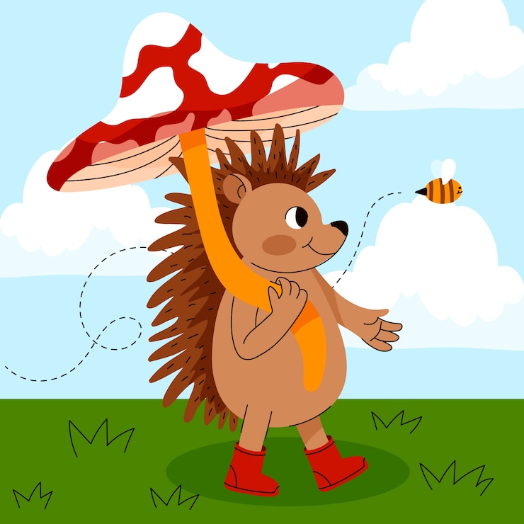 Vector gratuito ilustración de dibujos animados de puercoespín dibujada a mano