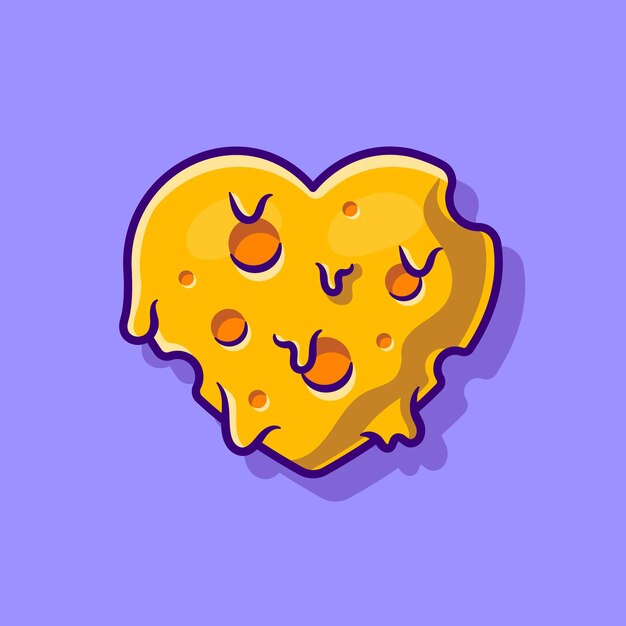 Ilustración de dibujos animados de queso amor derretido. Estilo de dibujos animados plana