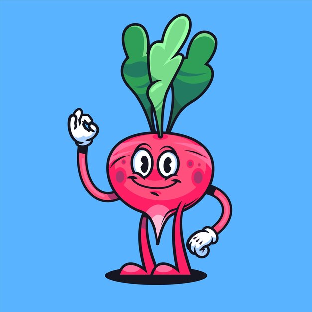 Ilustración de dibujos animados de rábanos dibujados a mano