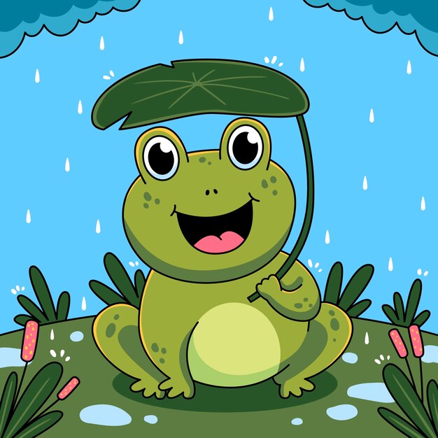 Ilustración de dibujos animados de ranas dibujadas a mano
