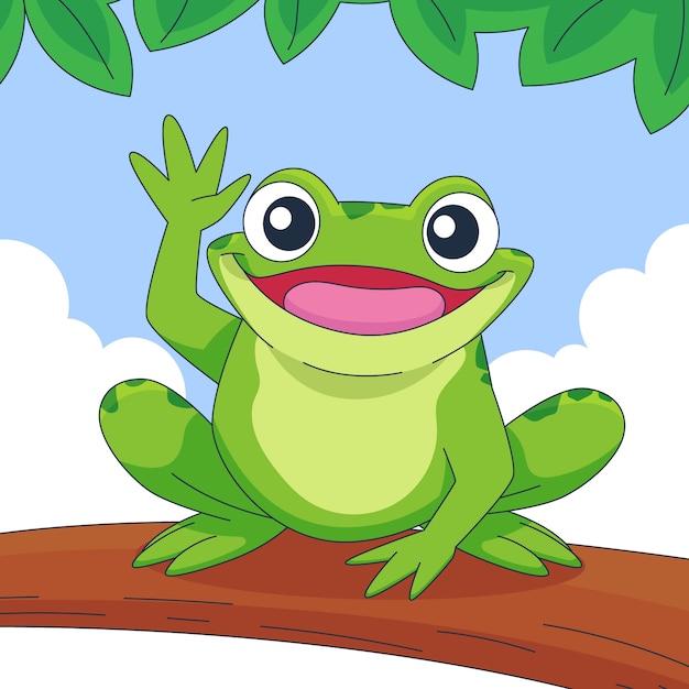Ilustración de dibujos animados de ranas dibujadas a mano