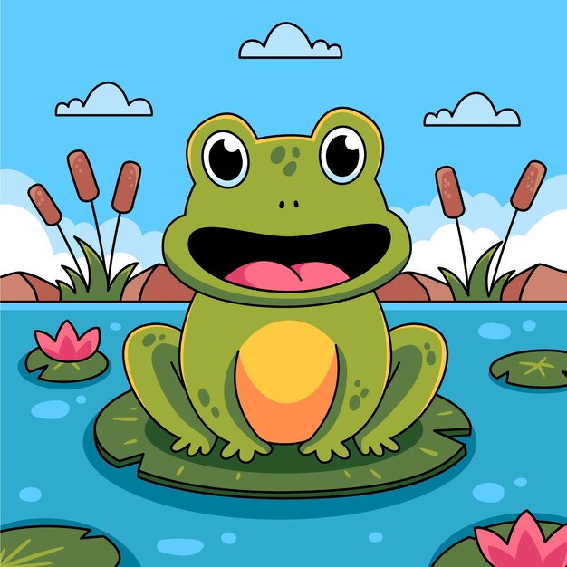 Ilustración de dibujos animados de ranas dibujadas a mano