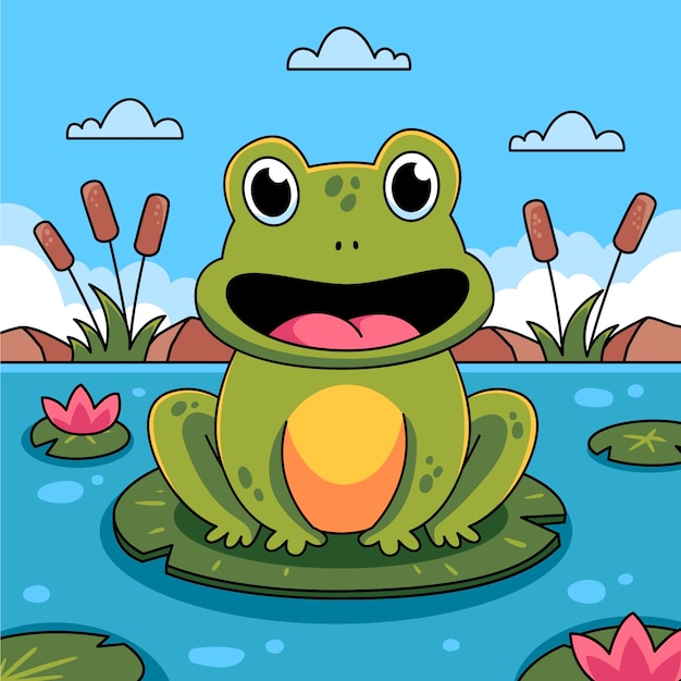 Ilustración de dibujos animados de ranas dibujadas a mano