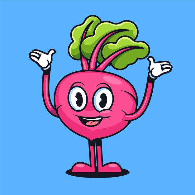 Ilustración de dibujos animados de remolacha dibujada a mano