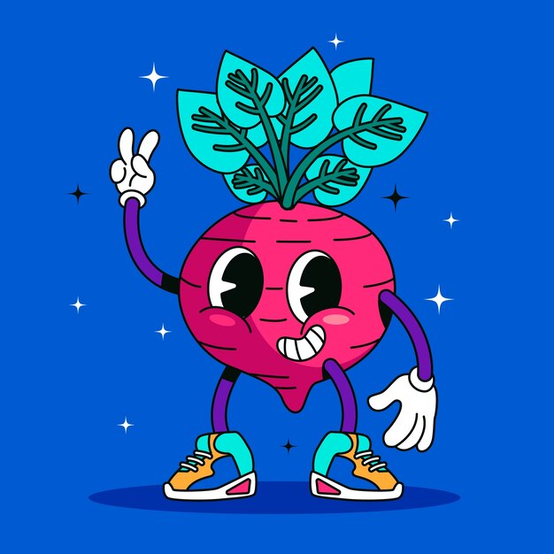 Ilustración de dibujos animados de remolacha dibujada a mano