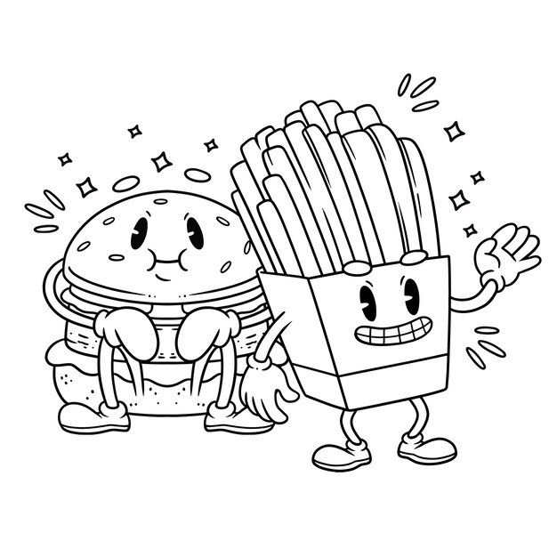 Ilustración de dibujos animados retro dibujados a mano