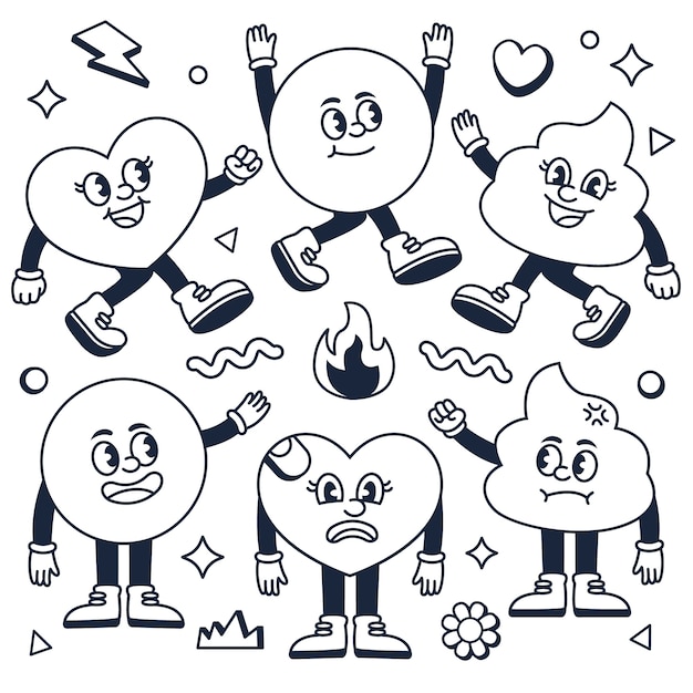 Ilustración de dibujos animados retro dibujados a mano