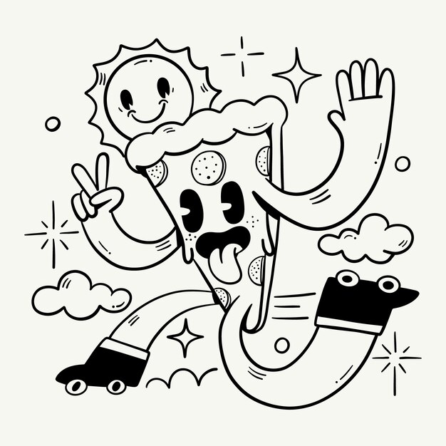 Ilustración de dibujos animados retro dibujados a mano
