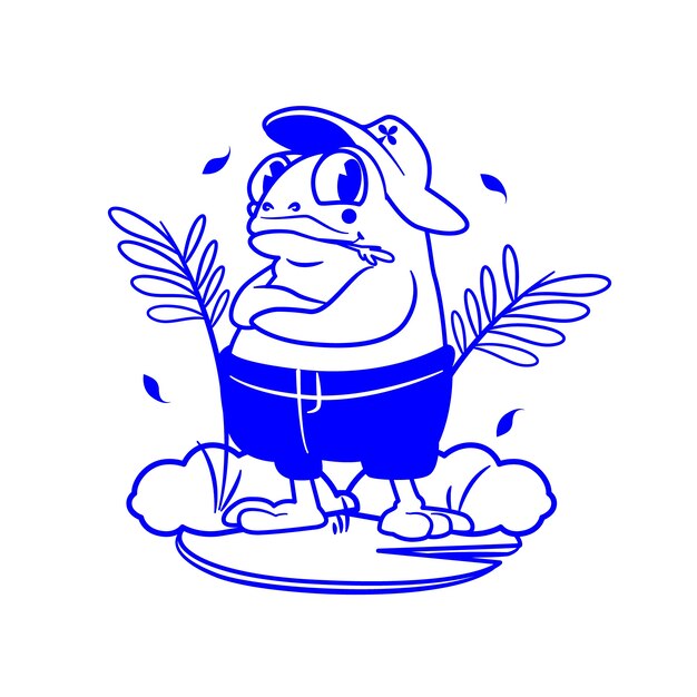 Ilustración de dibujos animados retro en monocolor dibujada a mano.