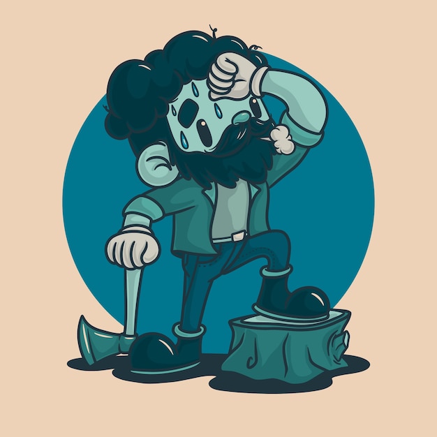 Ilustración de dibujos animados retro en monocolor dibujada a mano.