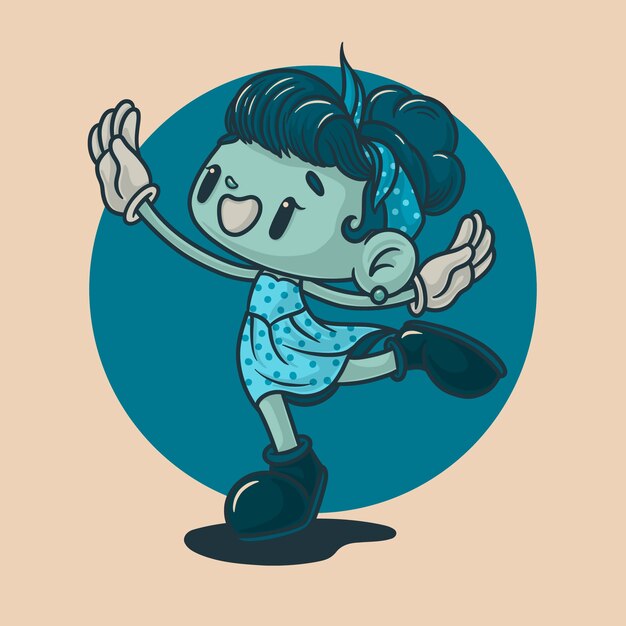 Ilustración de dibujos animados retro en monocolor dibujada a mano.