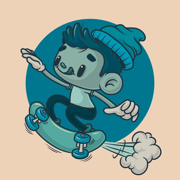 Ilustración de dibujos animados retro monocolor dibujada a mano
