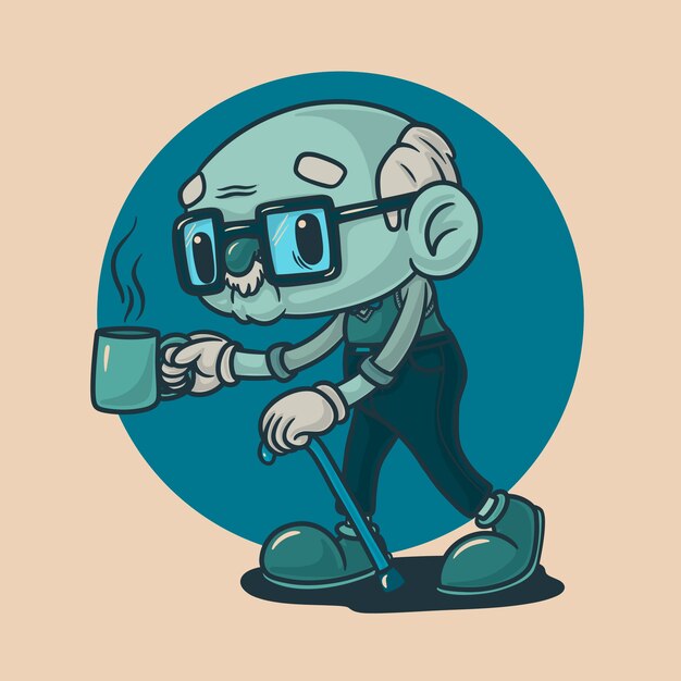 Ilustración de dibujos animados retro monocolor dibujada a mano