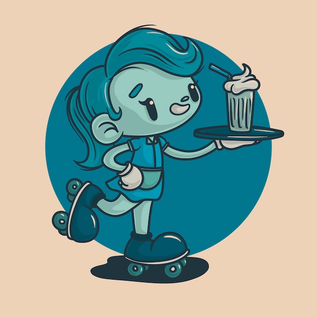Ilustración de dibujos animados retro monocolor dibujada a mano