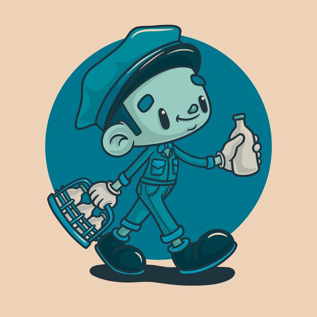 Ilustración de dibujos animados retro monocolor dibujada a mano