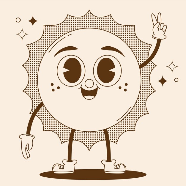 Ilustración de dibujos animados retro monocolor dibujado a mano
