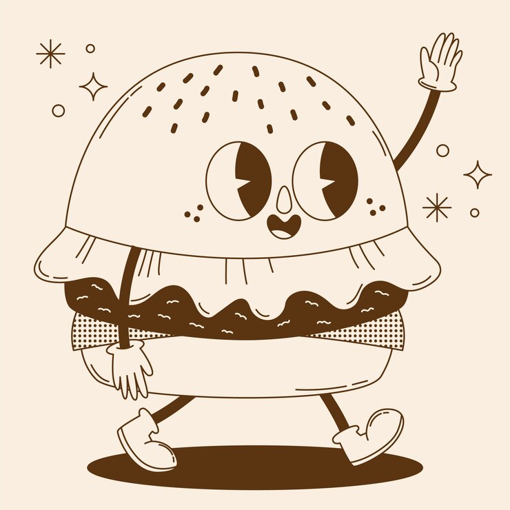 Vector gratuito ilustración de dibujos animados retro monocolor dibujado a mano