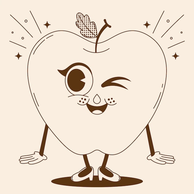 Ilustración de dibujos animados retro monocolor dibujado a mano