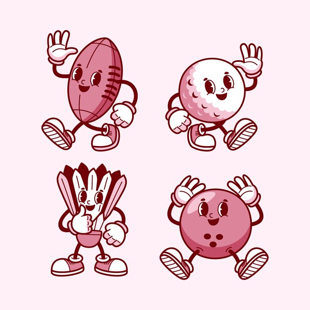 Ilustración de dibujos animados retro monocolor dibujado a mano