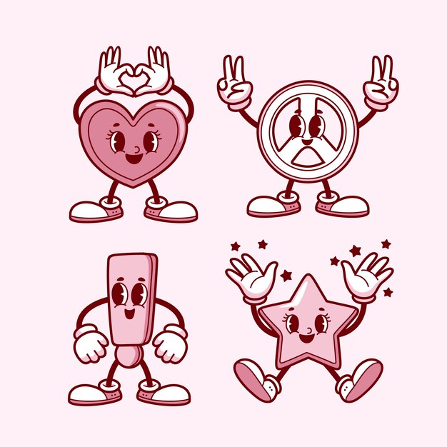 Ilustración de dibujos animados retro monocolor dibujado a mano