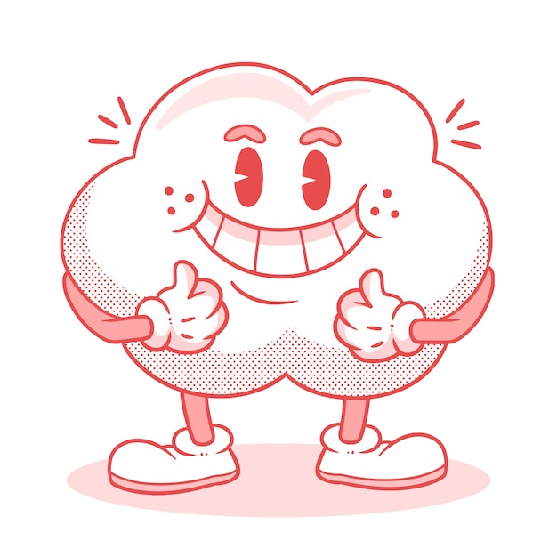 Ilustración de dibujos animados retro monocolor dibujado a mano