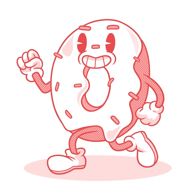 Ilustración de dibujos animados retro monocolor dibujado a mano