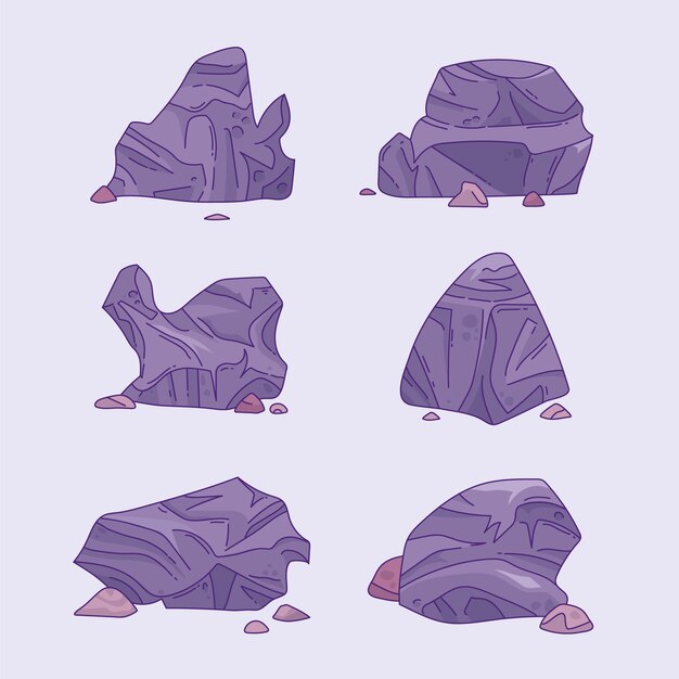 Ilustración de dibujos animados de roca dibujada a mano