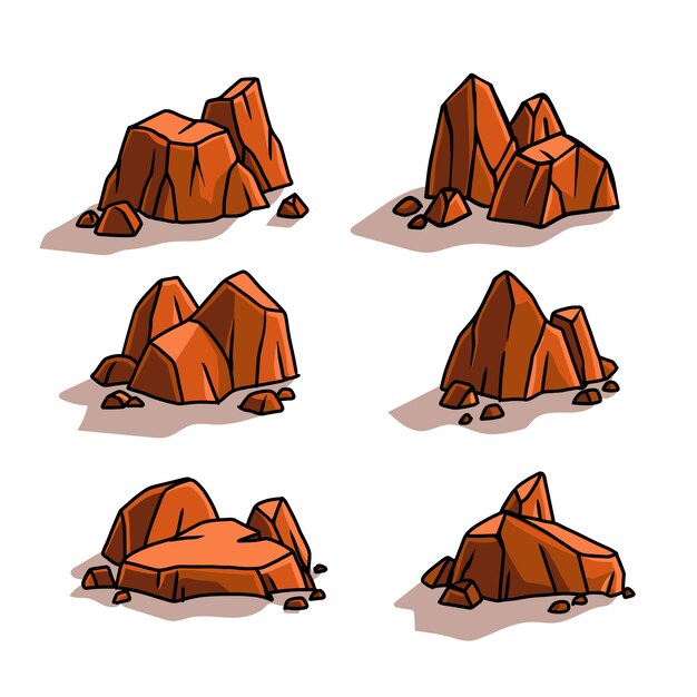 Ilustración de dibujos animados de roca dibujada a mano