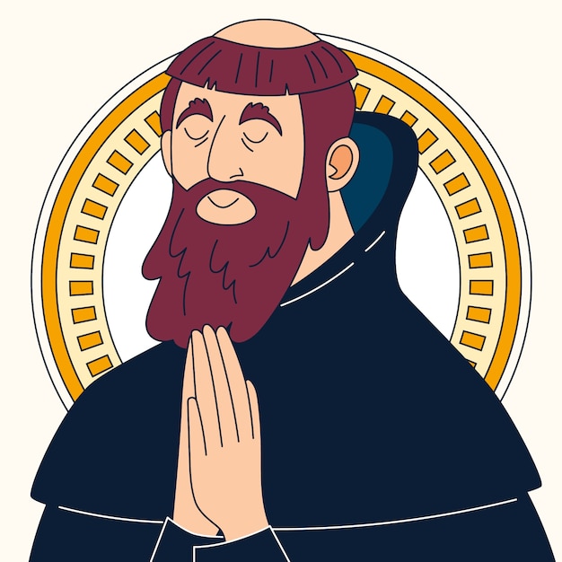 Vector gratuito ilustración de dibujos animados de sacerdote dibujado a mano