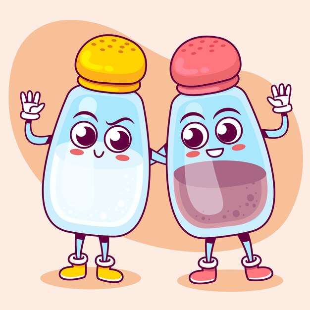 Ilustración de dibujos animados de sal dibujada a mano