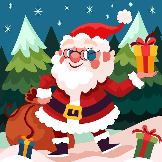 Vector gratuito ilustración de dibujos animados de santa claus