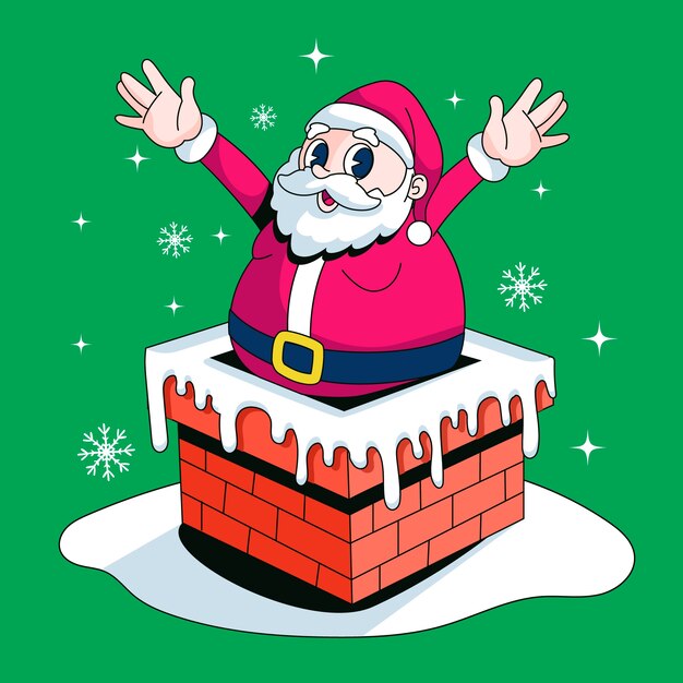Ilustración de dibujos animados de Santa dibujada a mano para la celebración de la temporada de Navidad