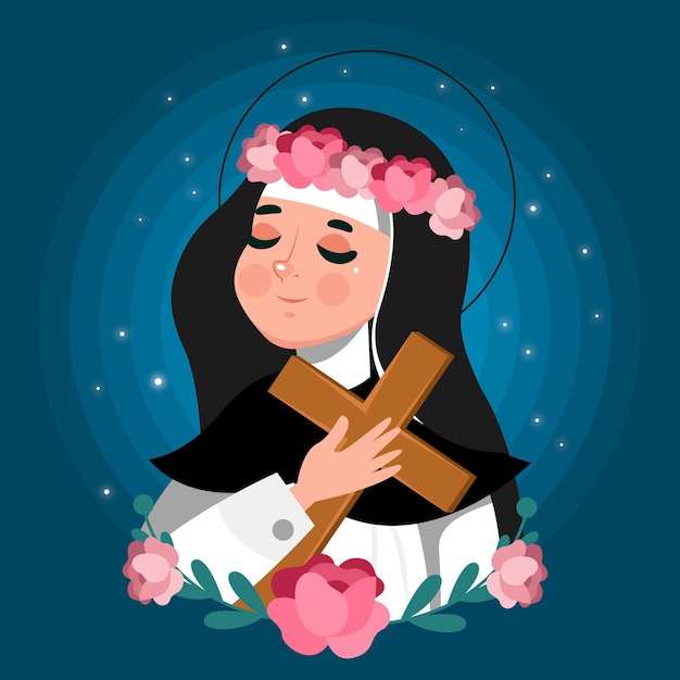 Vector gratuito ilustración de dibujos animados santa rosa de lima