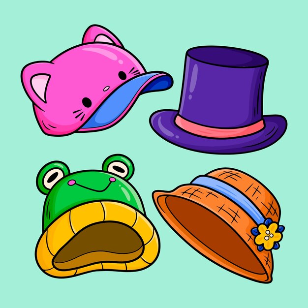 Ilustración de dibujos animados de sombrero dibujado a mano