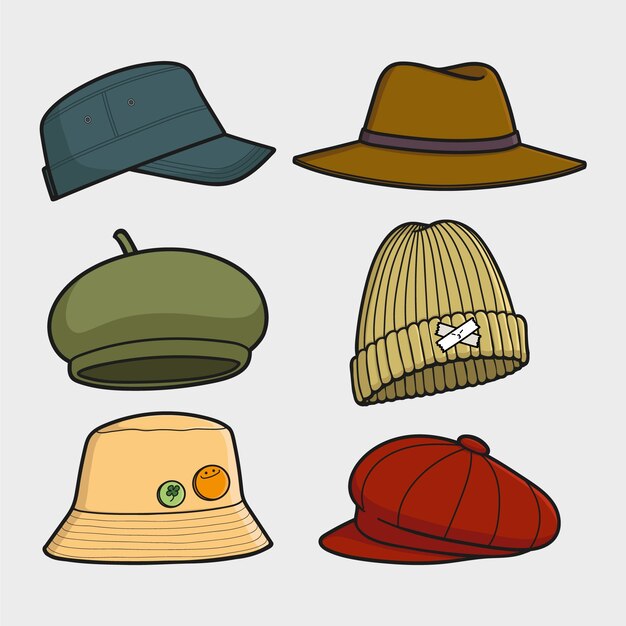 Ilustración de dibujos animados de sombrero dibujado a mano