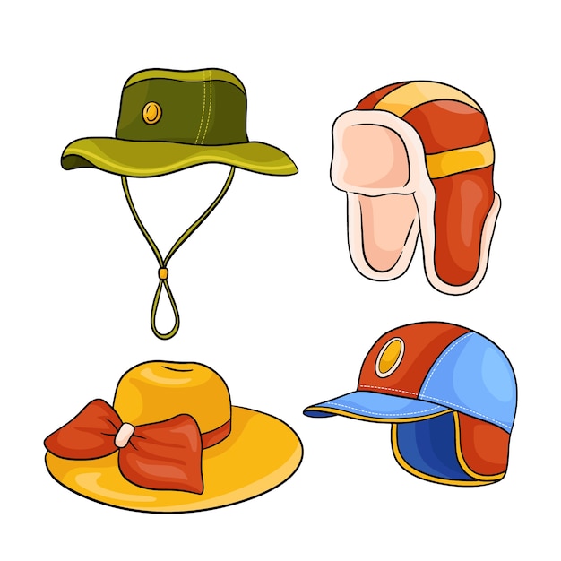 Ilustración de dibujos animados de sombrero dibujado a mano