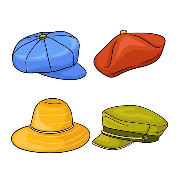 Ilustración de dibujos animados de sombrero dibujado a mano