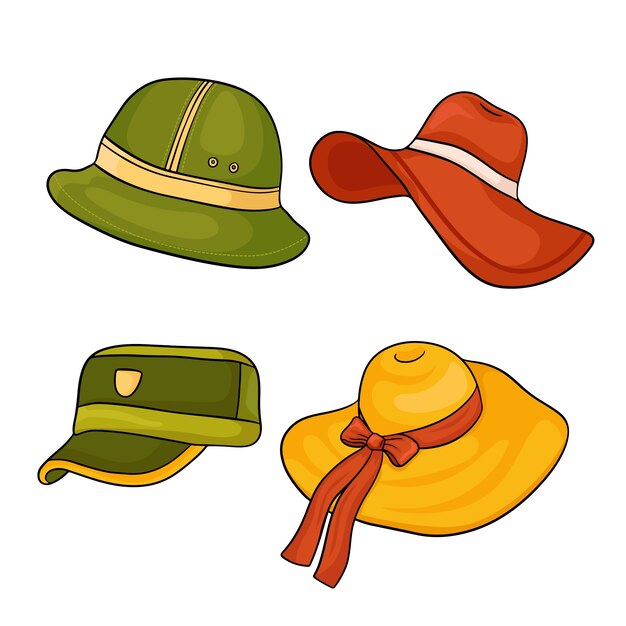 Ilustración de dibujos animados de sombrero dibujado a mano