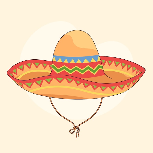 Vector gratuito ilustración de dibujos animados de sombrero mexicano dibujado a mano