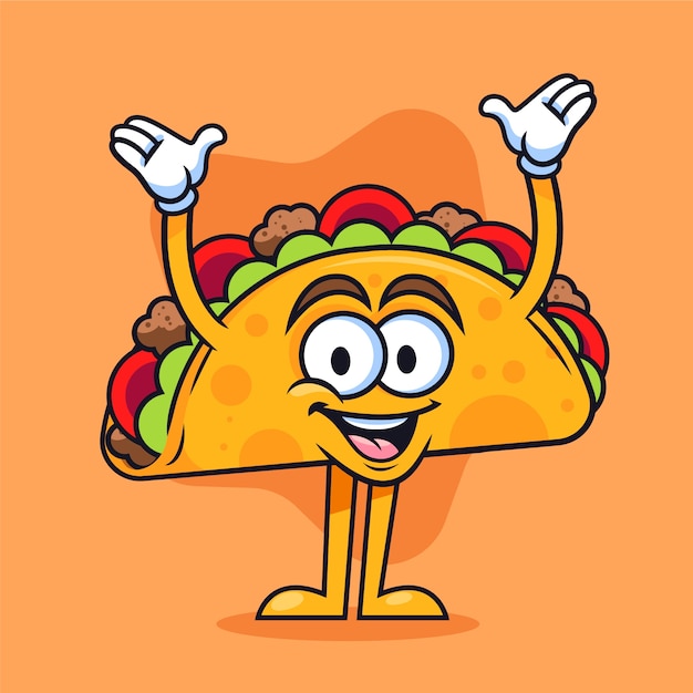 Vector gratuito ilustración de dibujos animados de taco dibujado a mano