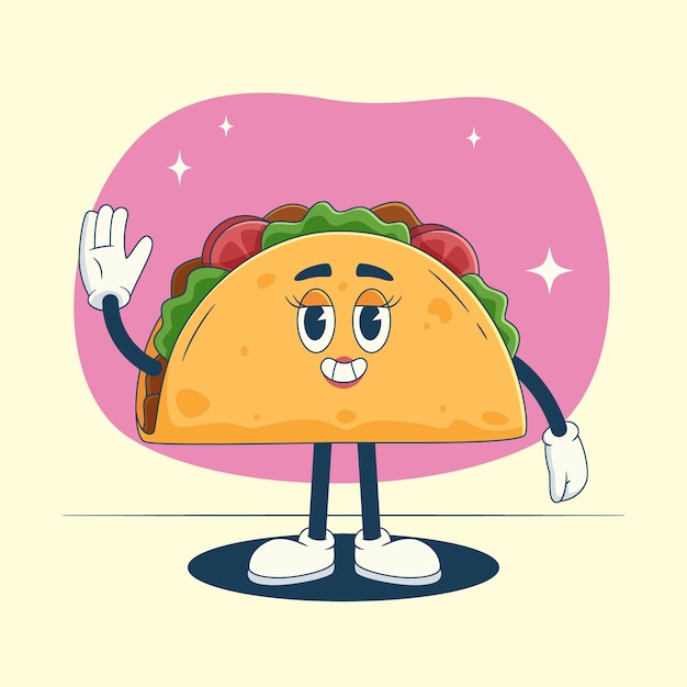 Ilustración de dibujos animados de tacos dibujados a mano