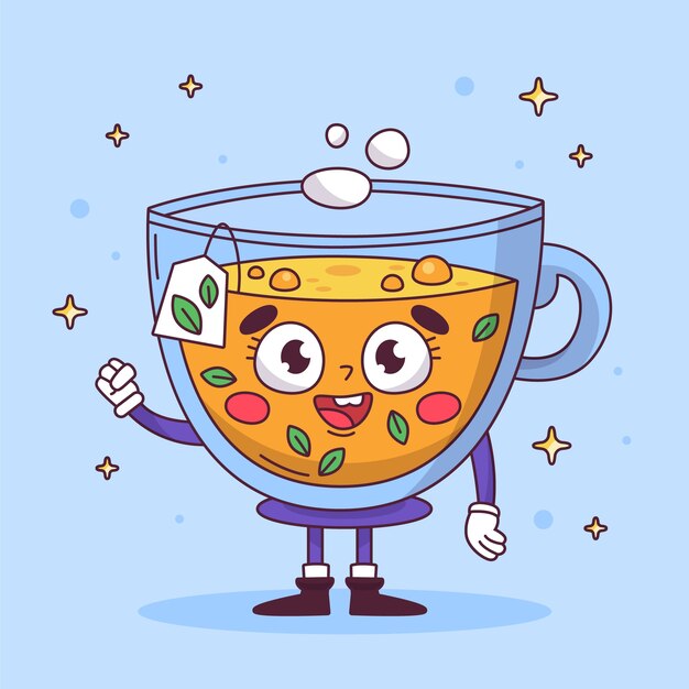 Ilustración de dibujos animados de té dibujada a mano