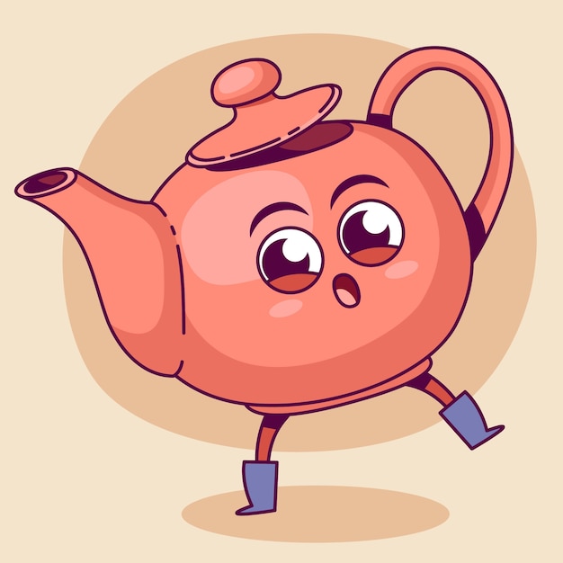 Ilustración de dibujos animados de té dibujada a mano