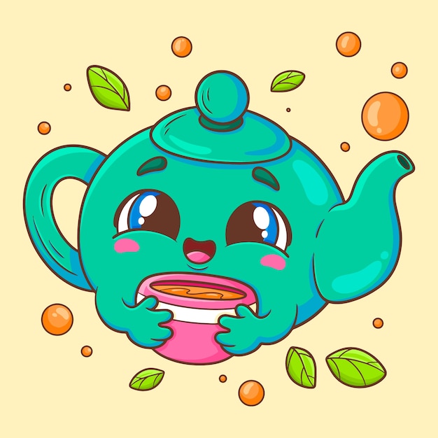 Ilustración de dibujos animados de té dibujada a mano