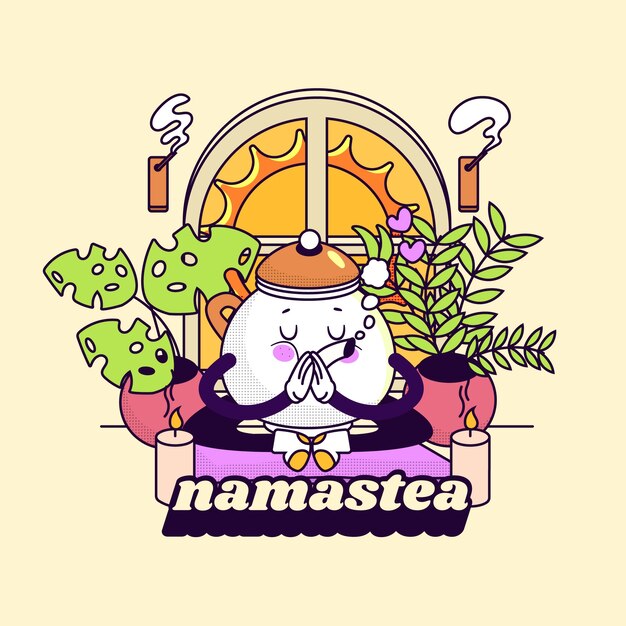 Ilustración de dibujos animados de té dibujada a mano
